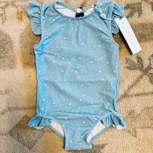 Minnow Swim One Piece Girls Ruffle Swimsuit Tie Back